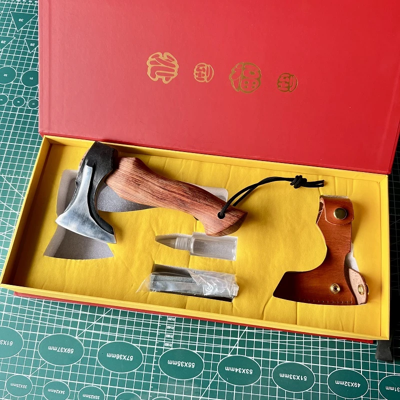 把玩收藏斧户外露营小斧头迷你维京斧巴西花梨木雕刻手柄家用剁骨