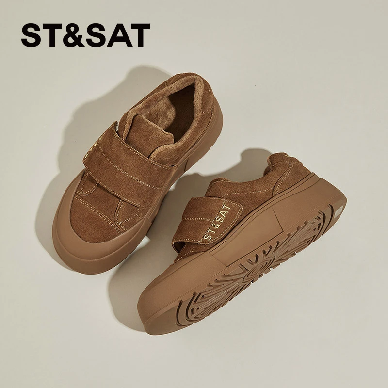 St&Sat/星期六时尚百搭厚底加绒防滑保暖冬季软底防水加厚板鞋