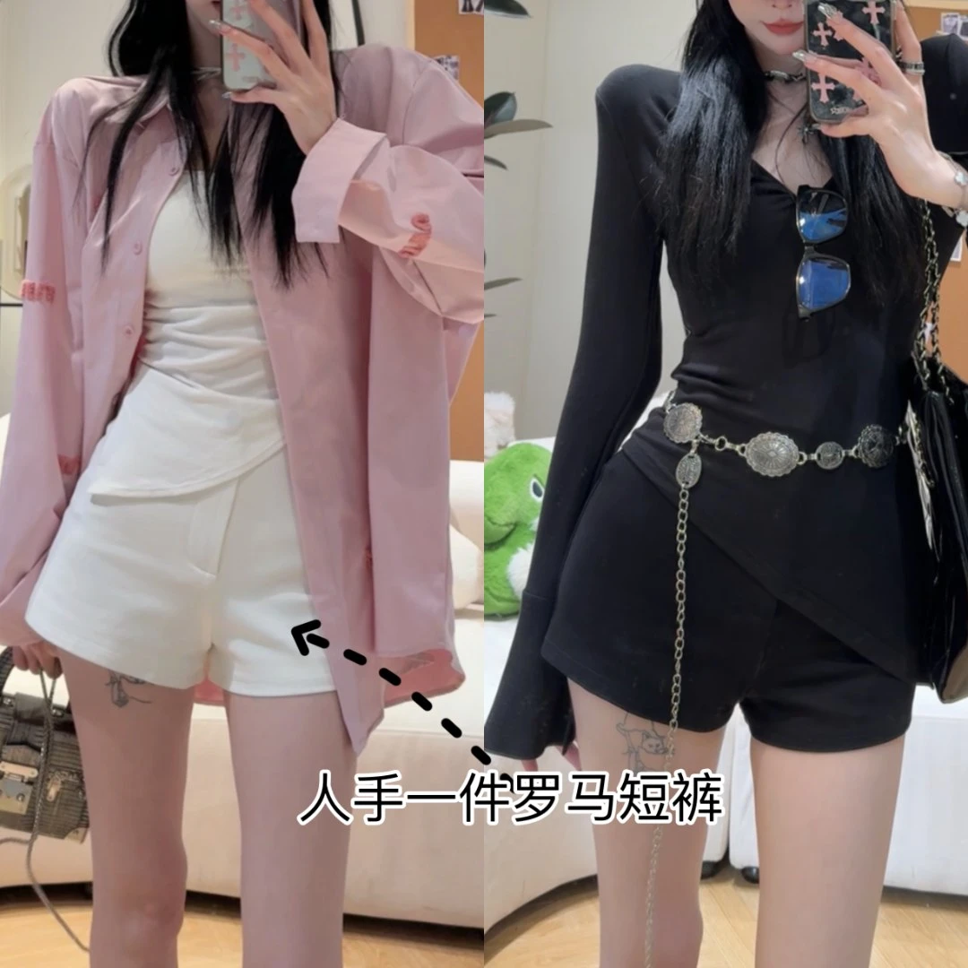 孙妍【罗马短裤】时尚小众设计感高腰A字显瘦休闲百搭西装短裤女