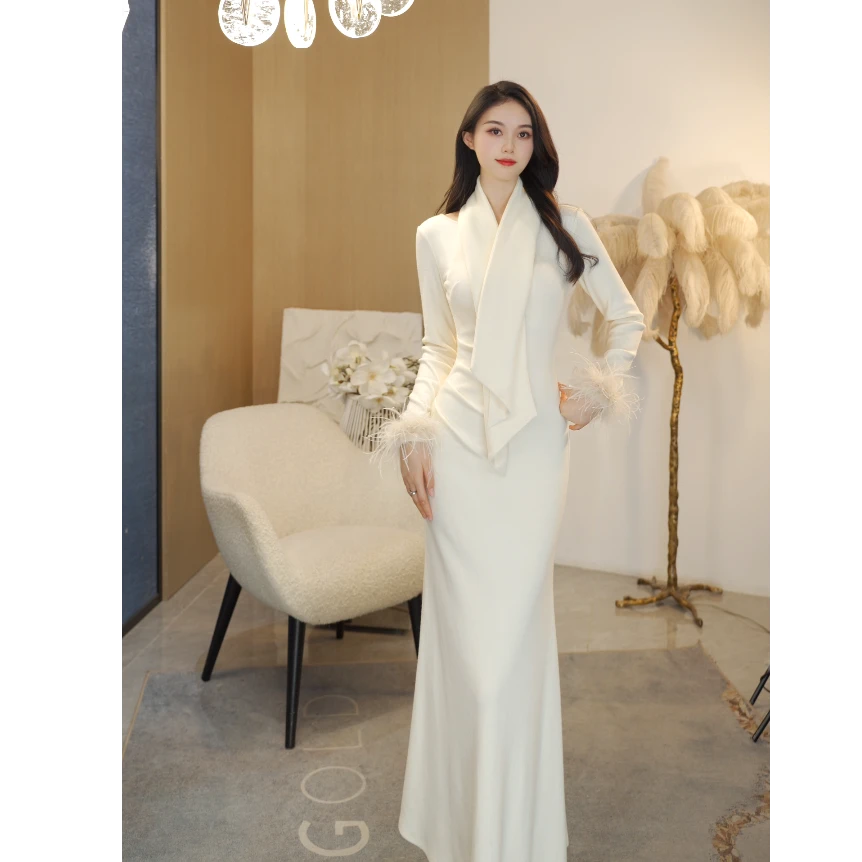 QIQI【灵光妙香】秋冬新款上新法式气质收腰显瘦连衣裙L-40538