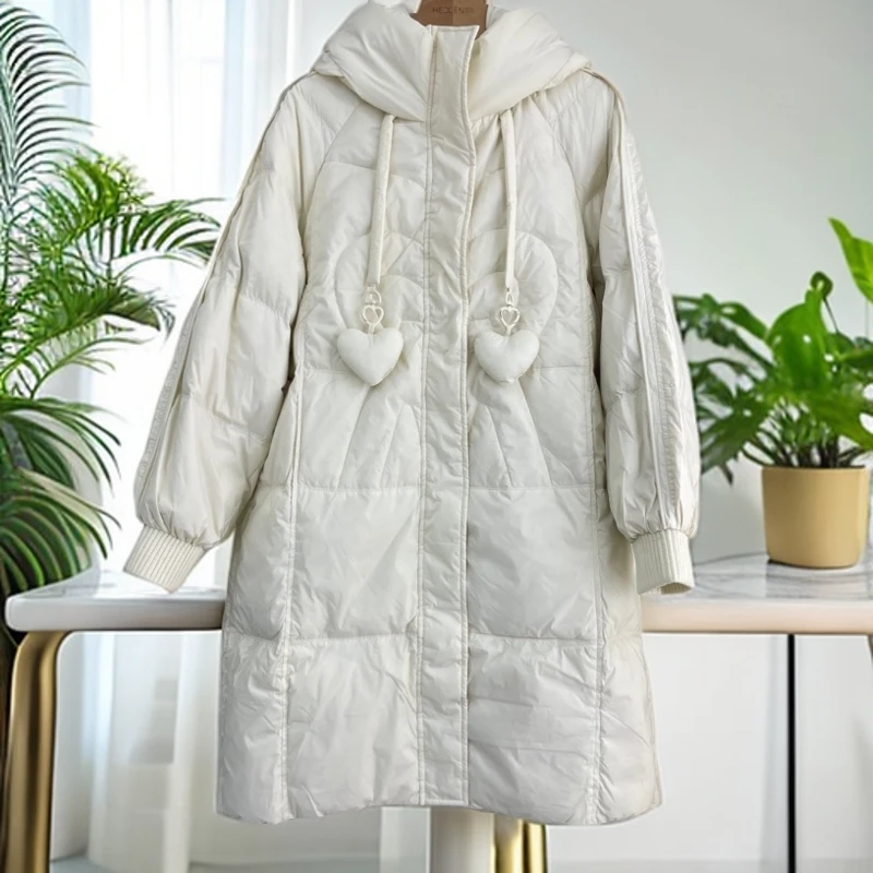 2807福利款3冬季新款长款H版型羽绒服连帽外套爱心保暖防风