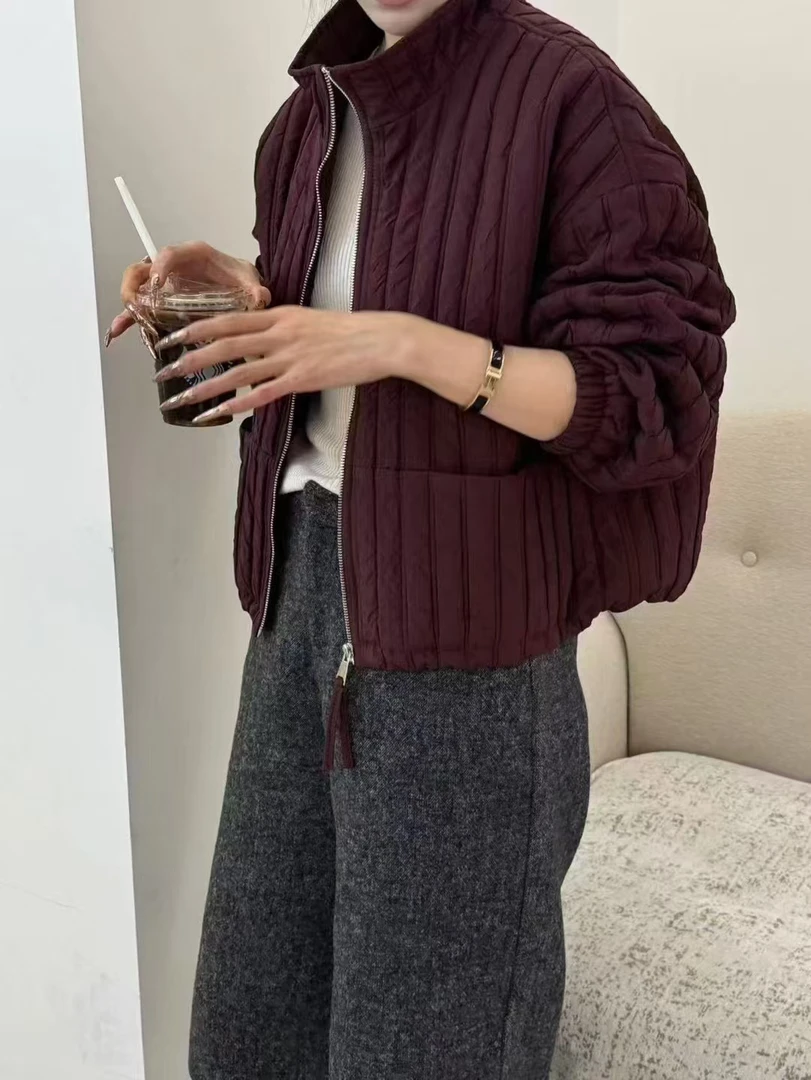 2255款衣长54cm欧洲站棉衣2024秋季新款时尚百搭圆领拉链外套女孩