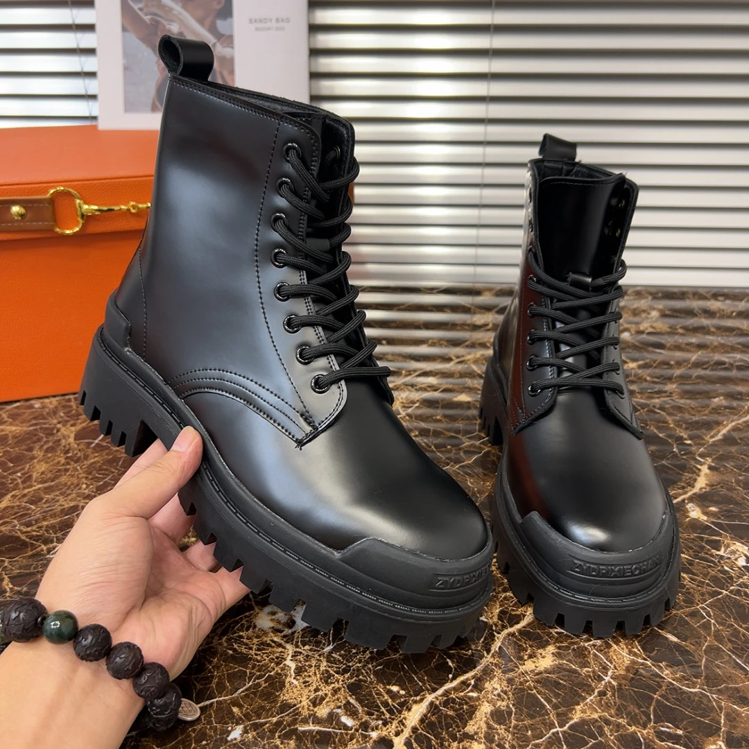 德比马丁靴男款高帮英伦风复古厚底皮鞋2024新款中帮机车靴