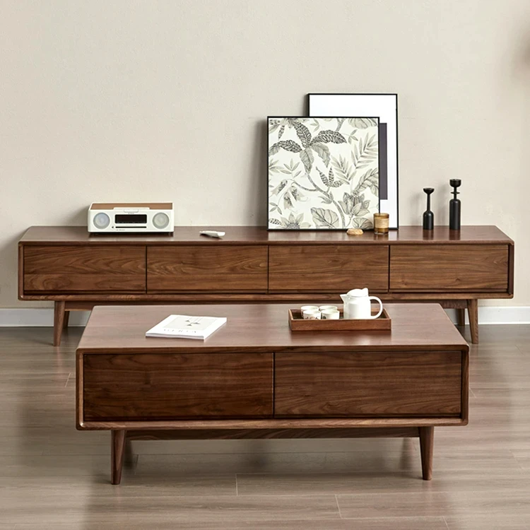 北美进口黑胡桃木全实木茶几小户型客厅茶台简约现代原木家具