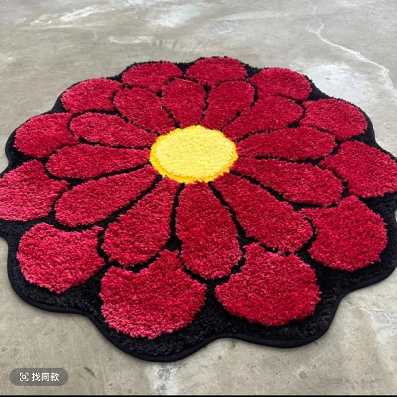 （福利）3D立体玫瑰花圆垫床边