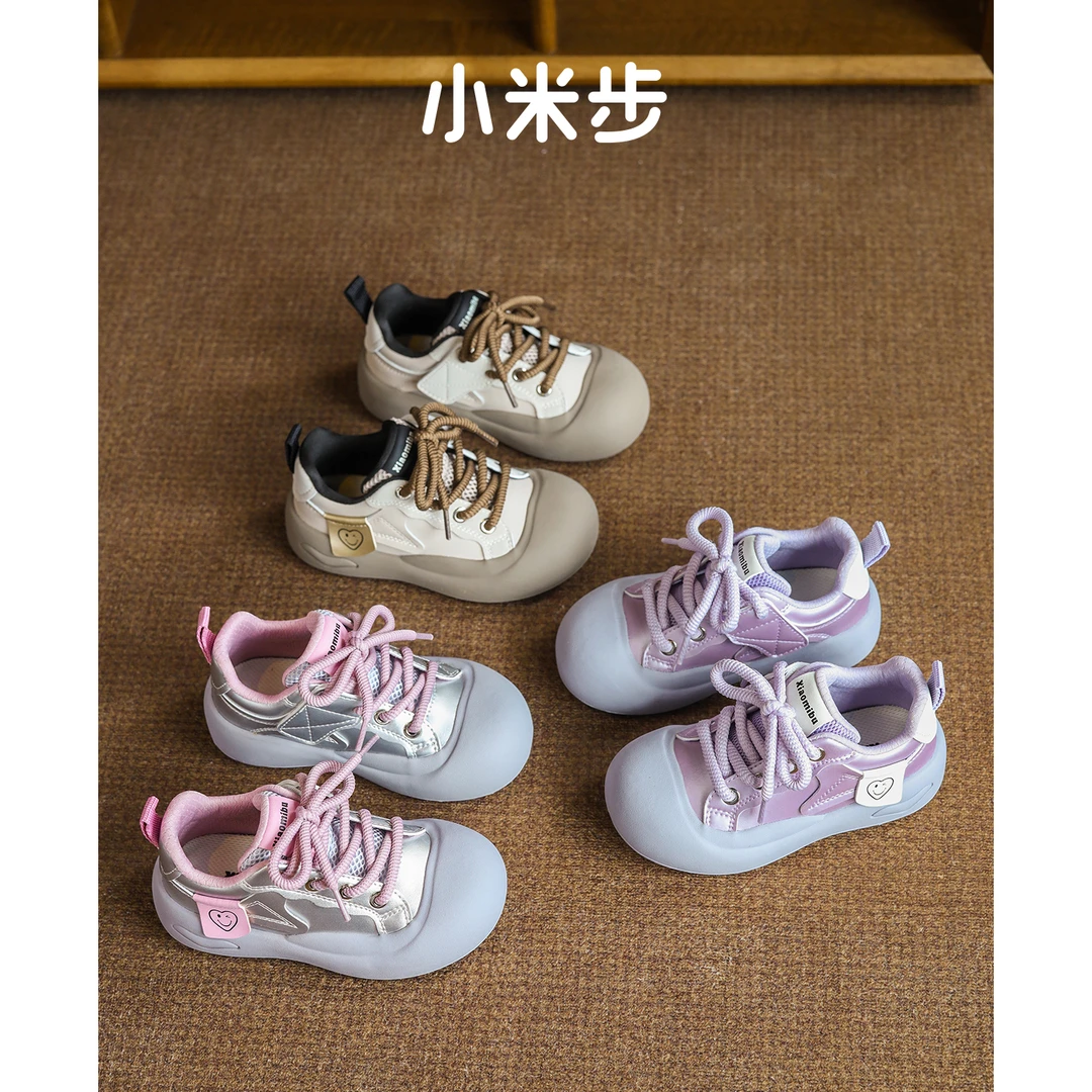 小米步【紫角包】女童鞋子2024年秋季时尚新款儿童软底老爹鞋百搭