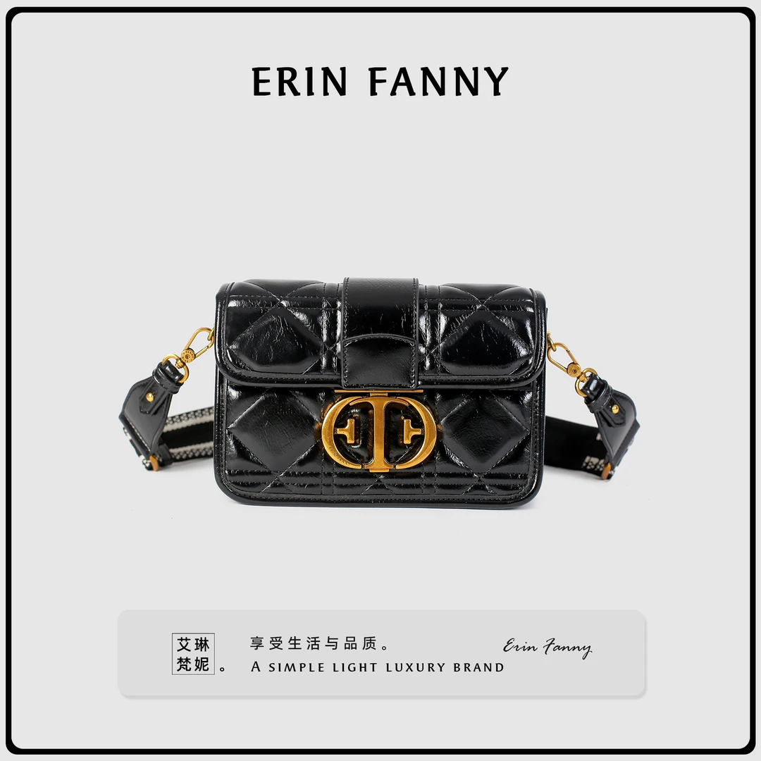 ERIN FANNY简约小方包包女2023新款小众女包菱格小香风单肩斜挎包