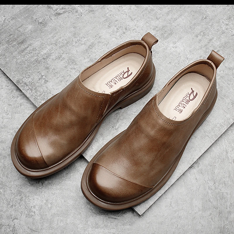 帕达索男士套脚皮鞋平底透气时尚一脚蹬商务鞋男不闷脚210670