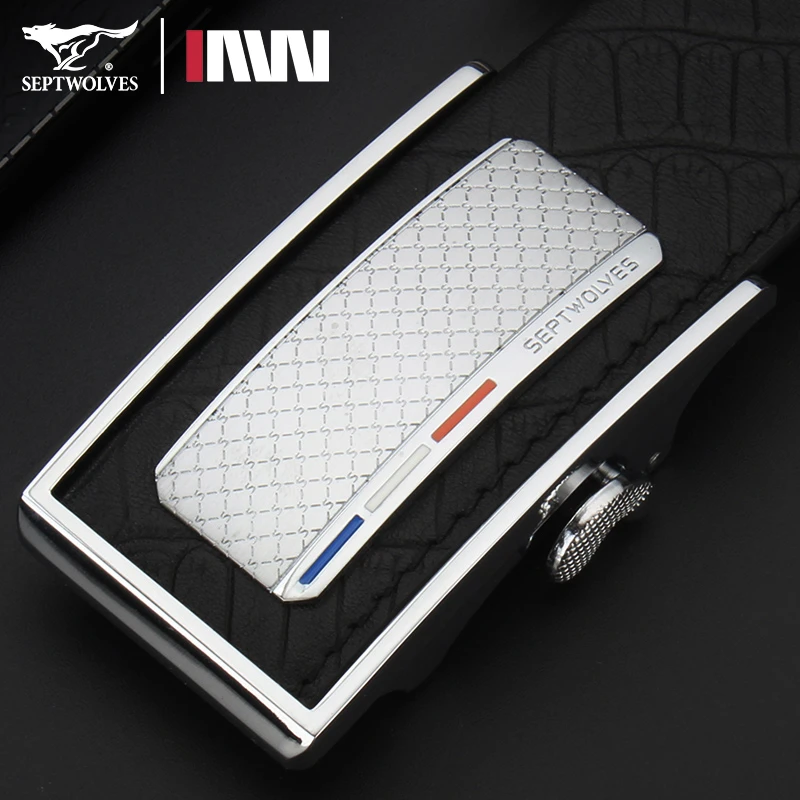 七匹狼内扣皮带高端牛皮男士自动扣腰带真皮商务裤腰带简约百搭