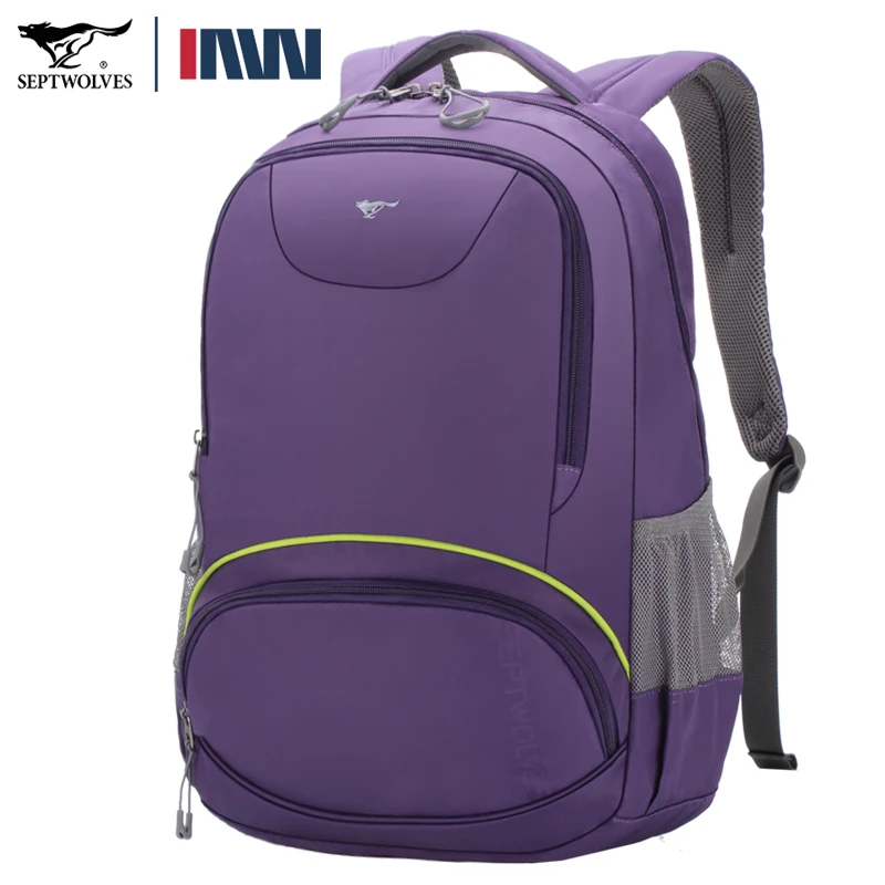 七匹狼学生书包休闲双肩背包时尚轻便男背包大容量双肩包女包包