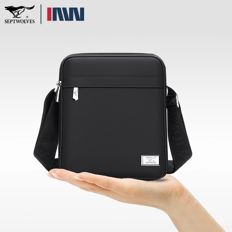 七匹狼男式斜挎包轻便耐磨小背包时尚单肩包男士包包小挎包防水