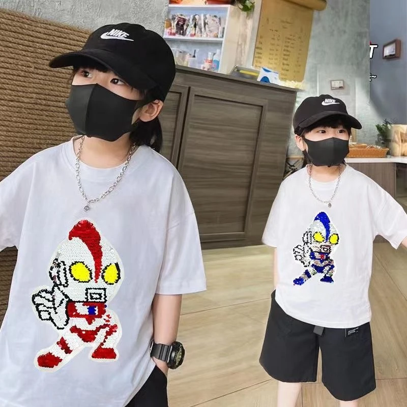 儿童夏装男女童卡通衣服夏季套装2023新款宝宝帅气时髦短袖运动潮