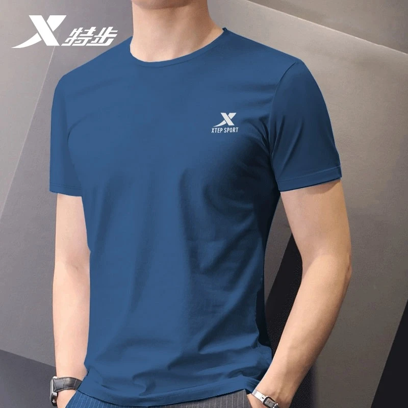 特步短袖男2025夏季官方正品透气冰丝半袖t恤速干休闲运动体恤男
