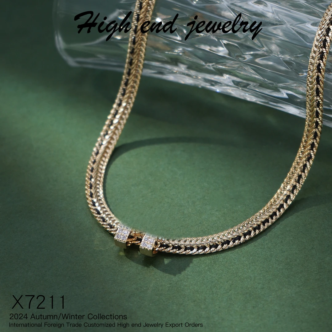 钛钢项链 设计师款黄色项链X7211字母H