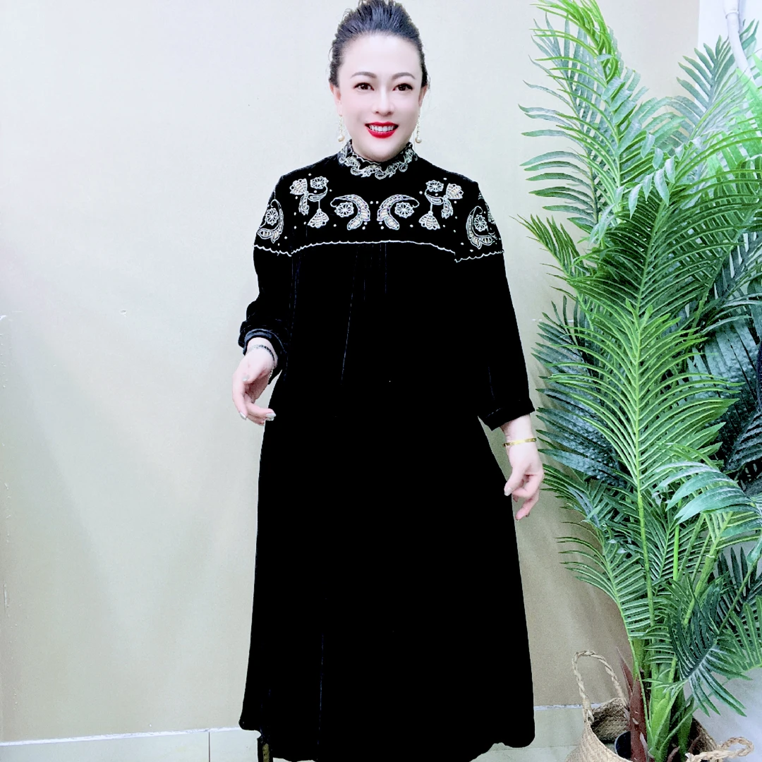 桑蚕丝真丝连衣裙气质时尚设计师百搭轻奢立领中长款女装10A2177