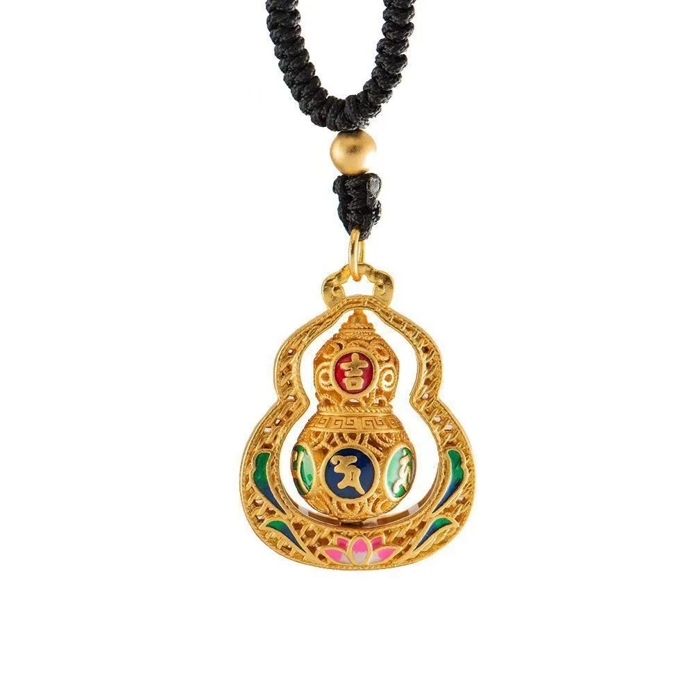 合金吊坠 时尚彩色葫芦吊坠国风精致轻奢气质双面精美旋转素款