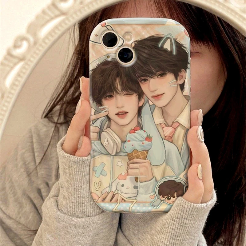 双人翔霖手机壳苹果13vivoppo华为荣耀小米iqoo防摔奶油