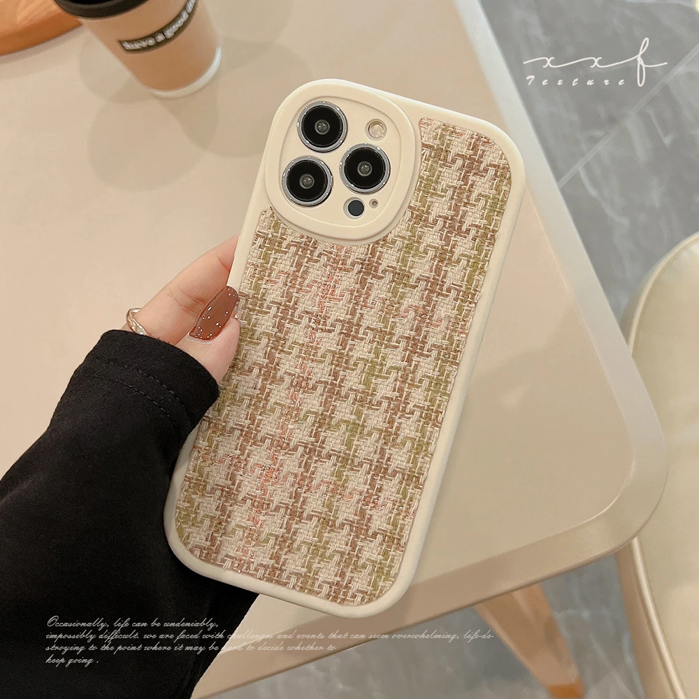 可爱简约秋冬绒布14promax苹果13手机壳iphone14复古13pro套8适用