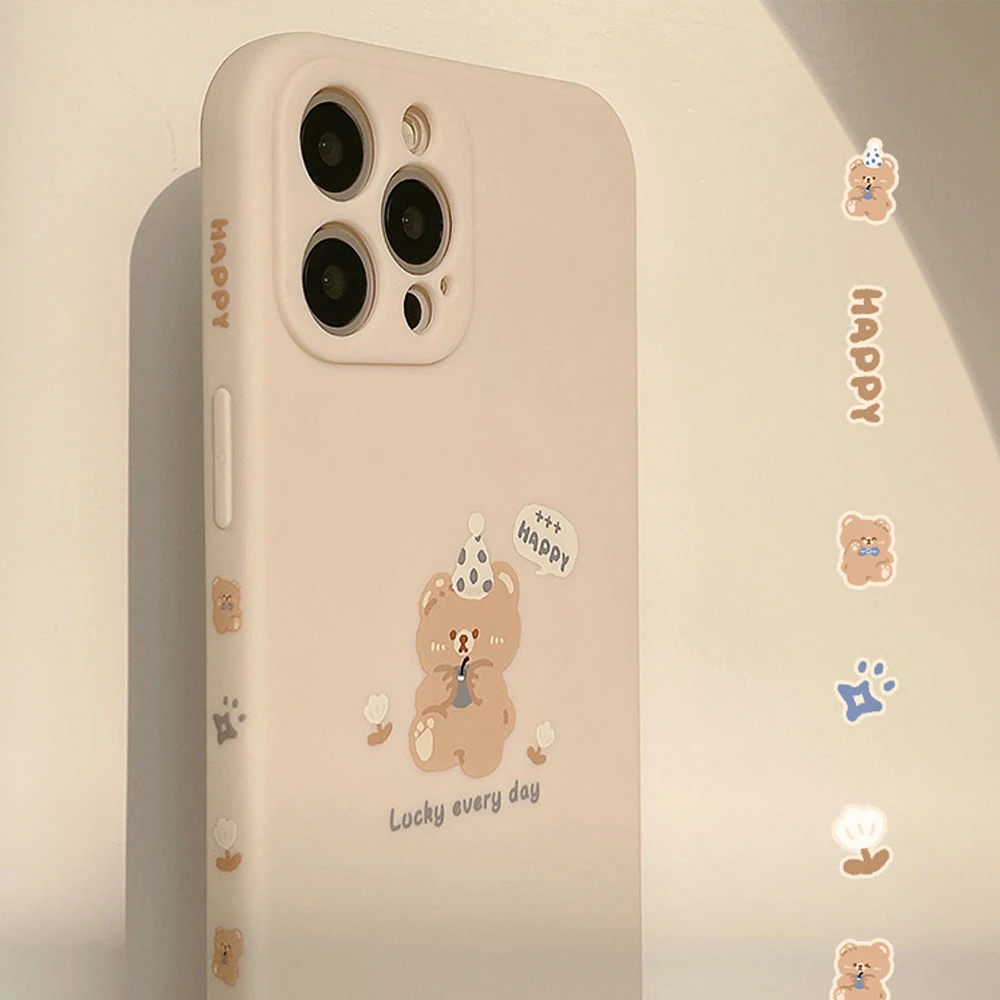 卡通熊iPhone13苹果手机壳12Promax全包11软壳X适用14pro侧边XR/8