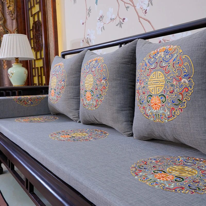 新中式红木沙发坐垫实木沙发垫家具坐垫海绵防滑高档刺绣定制国风