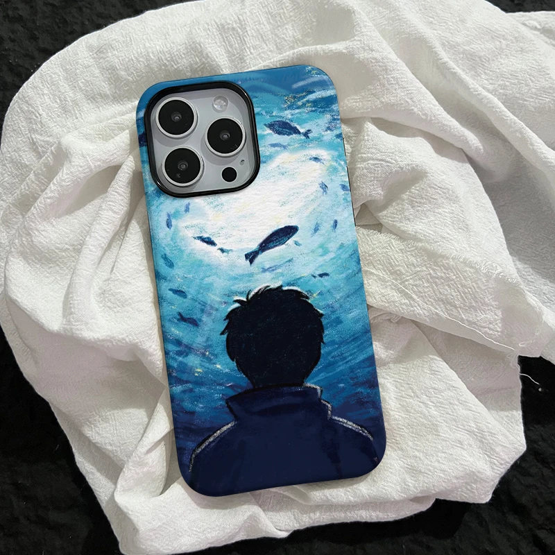 深海男孩苹果15promax手机壳iphone16华为12小米14适用创意13小众