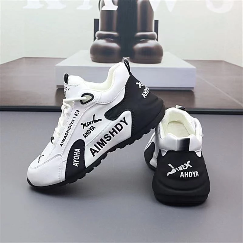 2025秋冬真皮休闲运动鞋男女情侣皮蓬老爹鞋网面透气软底高帮鞋潮