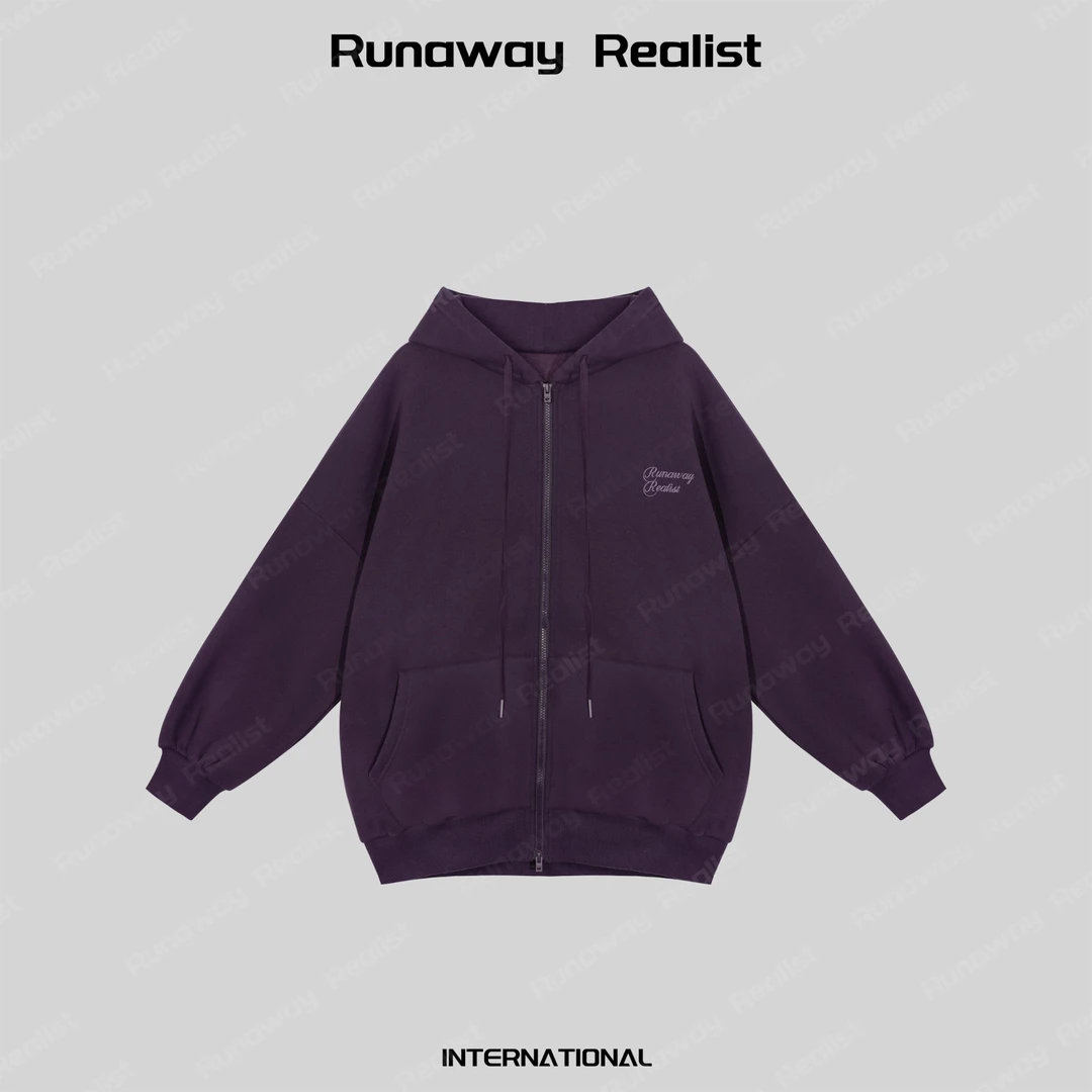 【RUNAWAY REALIST】oversizes亲肤绒秋冬男朋友刺绣卫衣外套 W324