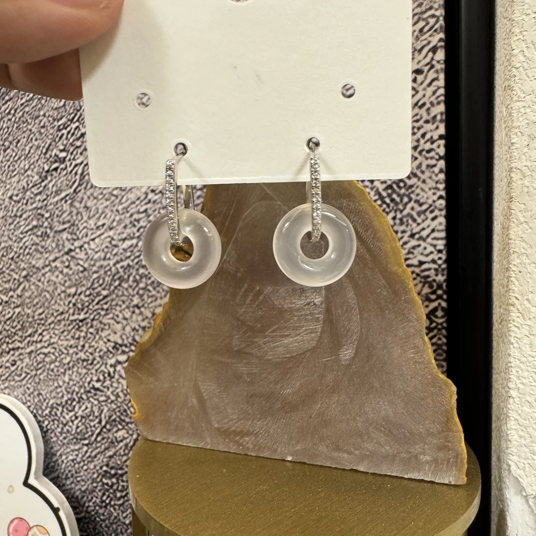 【冰珏】天然冷白冰天花板耳饰/耳坠/可拆/整体25×5