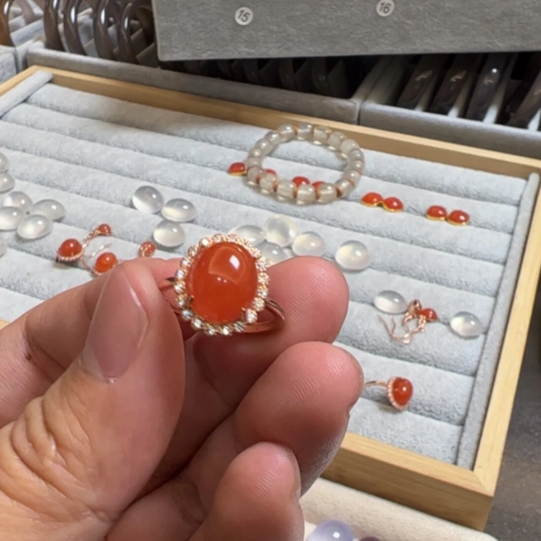【闪购商品】玛瑙/玉髓珠宝半成品银S925镀金镶嵌?*早