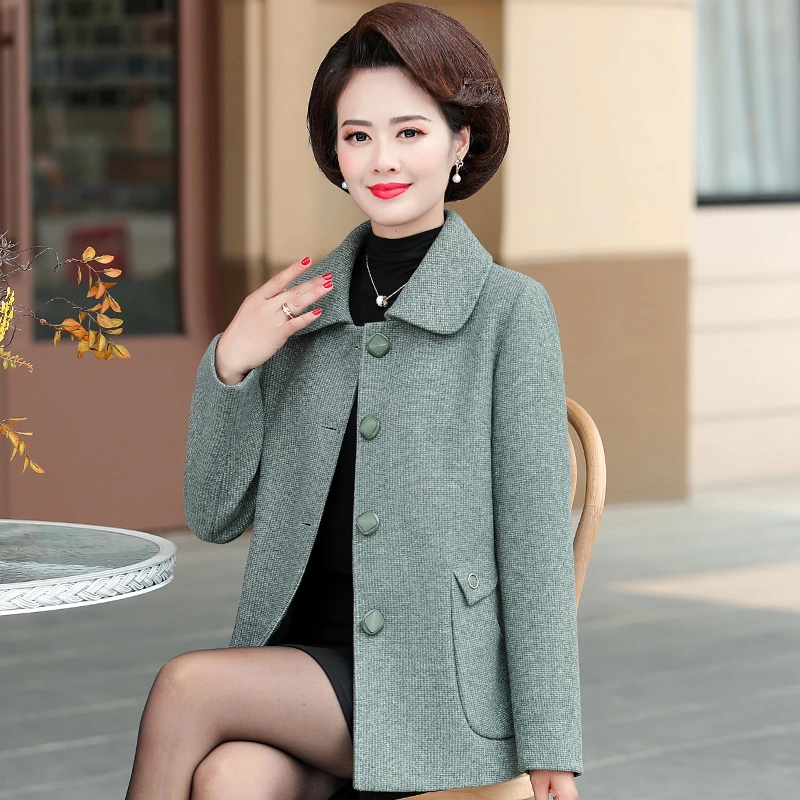 妈妈春秋装毛呢外套中年洋气高贵中老年女装2025新款秋装呢子上衣