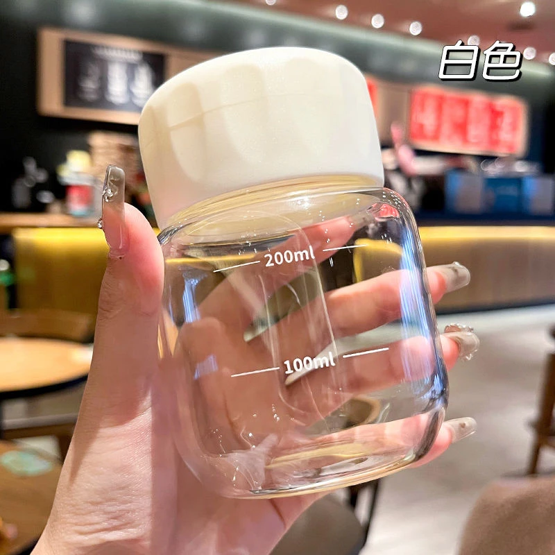 胖胖女士杯豆浆杯水杯便携式玻璃杯家用咖啡杯水杯早餐杯迷你专用