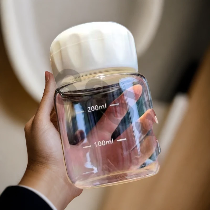 玻璃早餐水杯豆浆杯家用迷你胖胖杯水杯刻度奶茶杯儿童杯子冲调