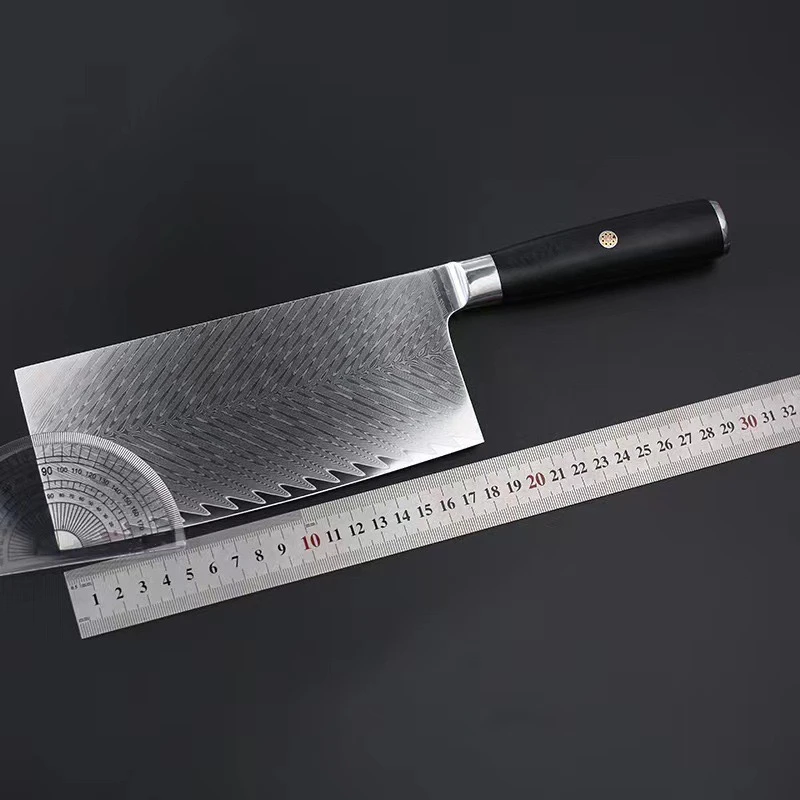 大马士革钢中式菜刀家用厨房锋利切片刀厨师专用菜刀切肉松弛感