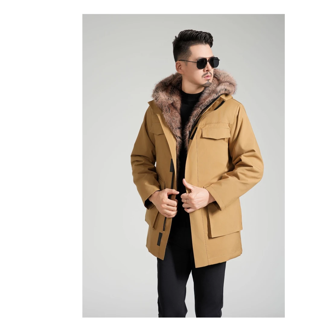 皮尔卡丹皮尔卡丹新款秋冬保暖加厚连帽大衣冬季派克服外套