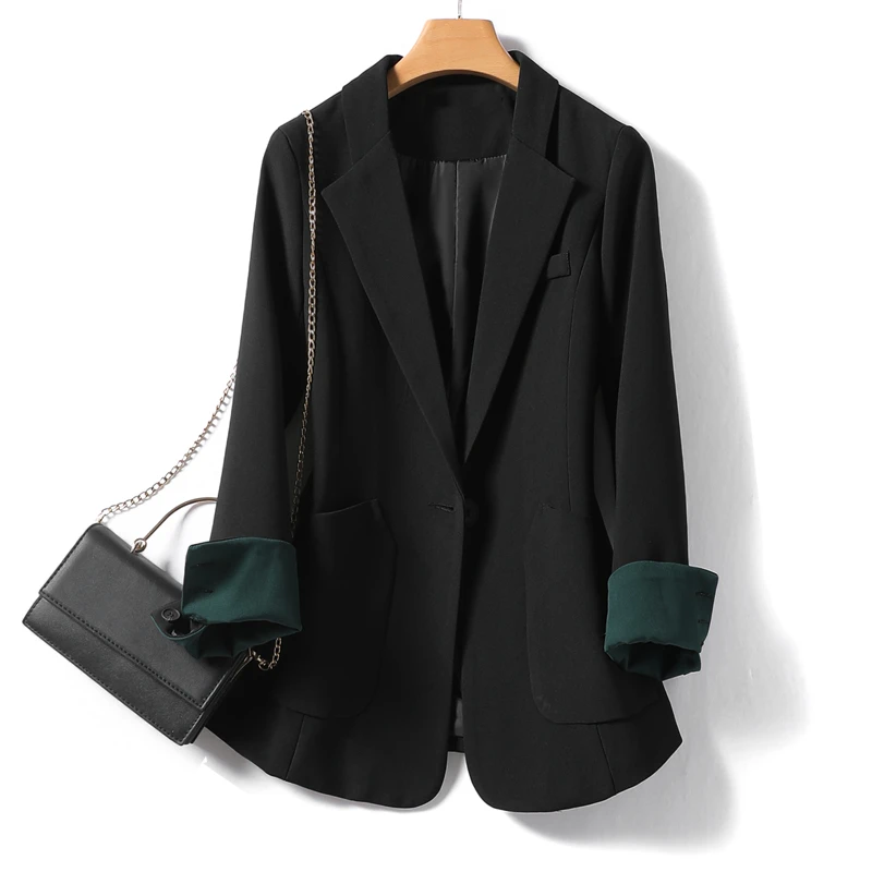 小个子短款西装外套女春秋季新款通勤高级感气质显瘦黑色西服上衣