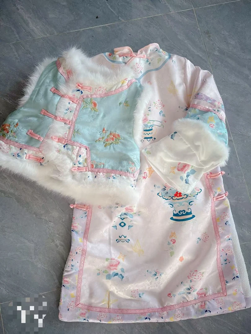 清梦格格服女童秋冬儿童清朝格格装中国风汉服满族服装冬季