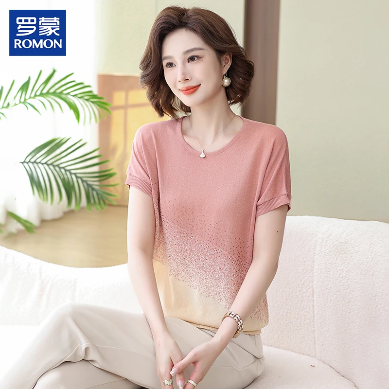 罗蒙名牌时尚妈妈夏季套装中老年女装气质减龄显瘦夏装薄款两件套