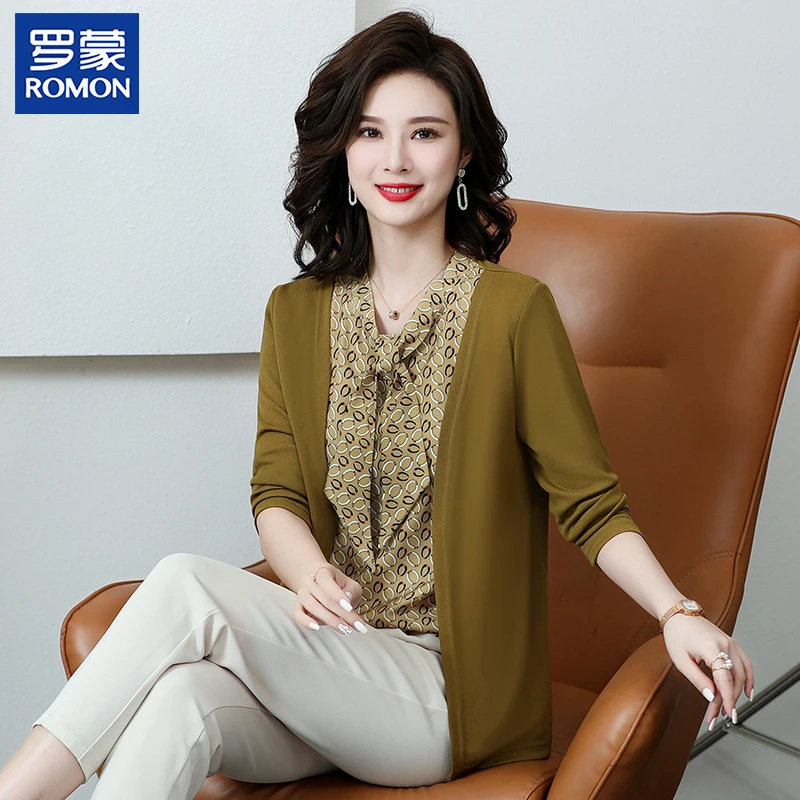 罗蒙名牌妈妈装春秋高档衬衫中老年女装洋气减龄显瘦气质上衣小衫