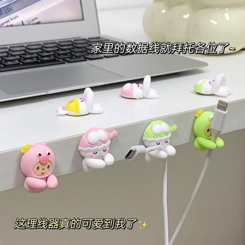可爱桌面数据线收纳无痕免打孔理线器手机充电线固线夹卡扣固定器
