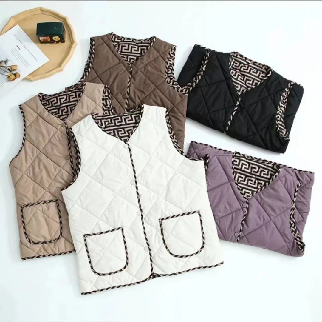 中年新款妈妈装马甲时髦上衣小香风衣服中女士棉马夹冬季棉衣外套