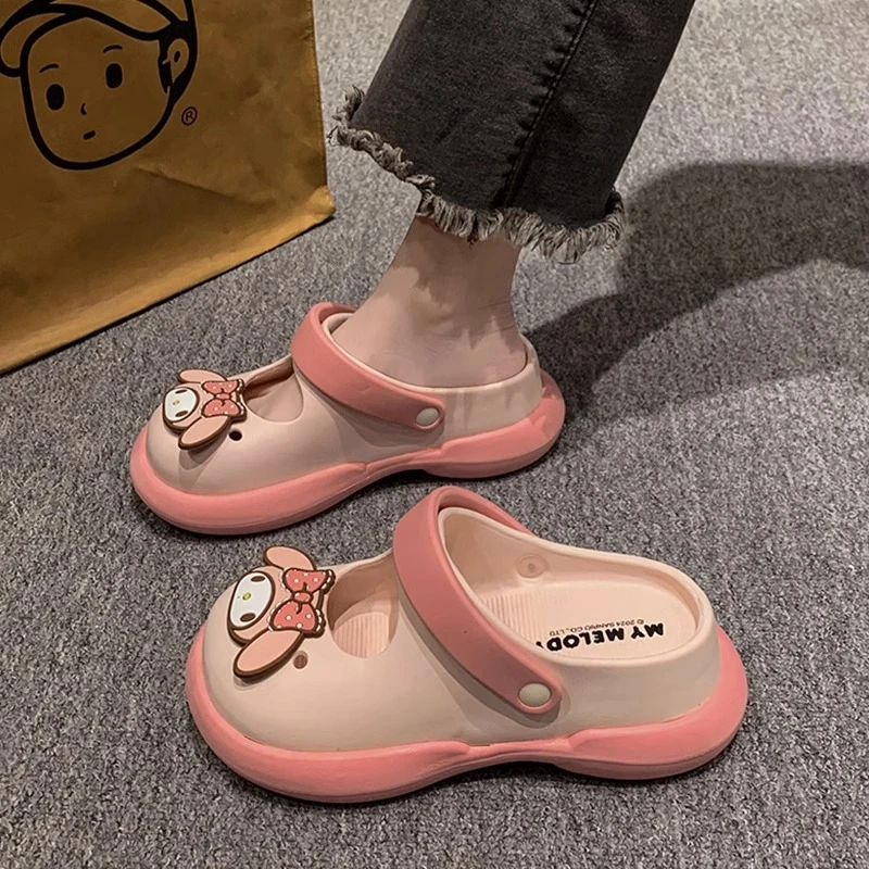 库洛米洞洞鞋女款夏季2024新款外穿防滑海边沙滩凉鞋厚底增高拖鞋