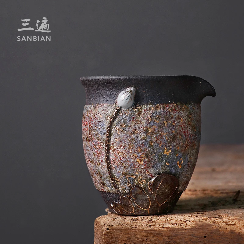 名家高越岩矿公道杯 日式纯手工分茶器茶道l001