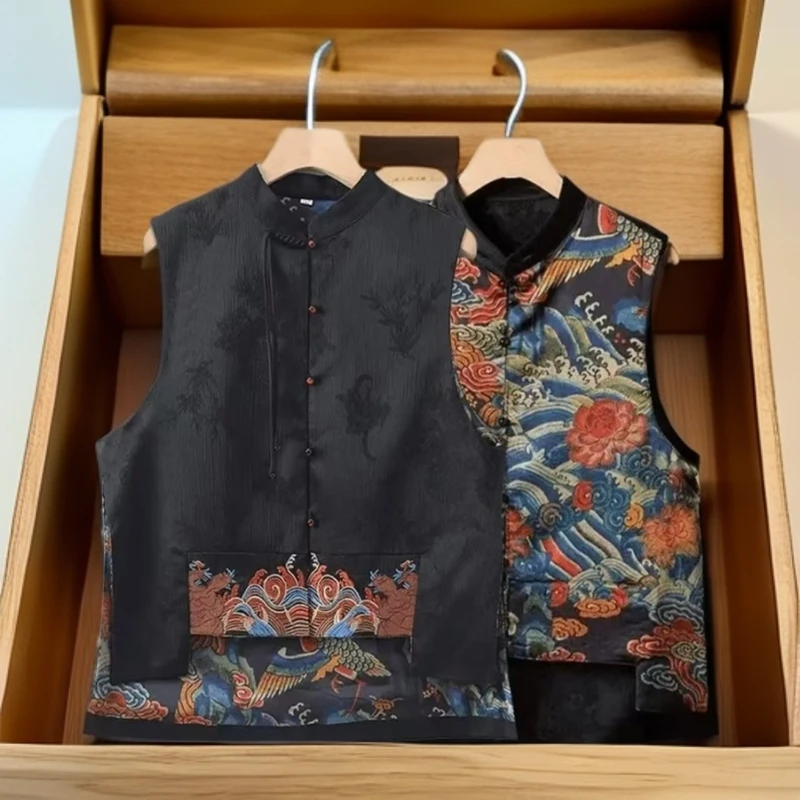 【双面双穿】2024新款复古盘扣国风马甲刺绣新中式女上衣马甲014