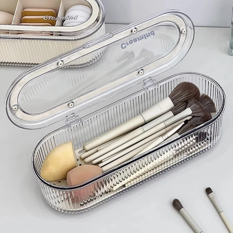 吉祥草化妆刷收纳盒大容量桌面防尘梳妆台口红护肤化妆品置物架子