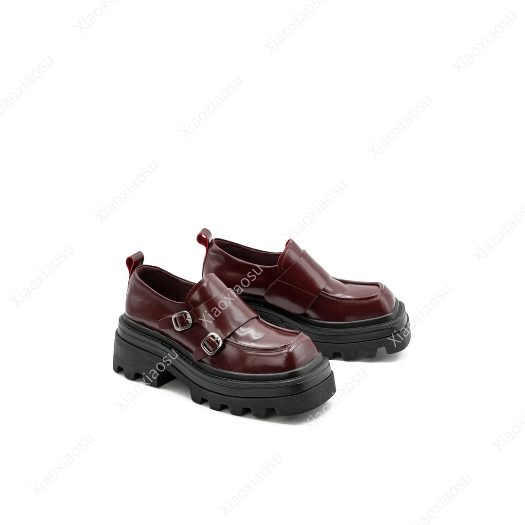 小小苏方头乐福鞋时尚ins潮走秀厚底增高休闲百搭潮；XDXAG01