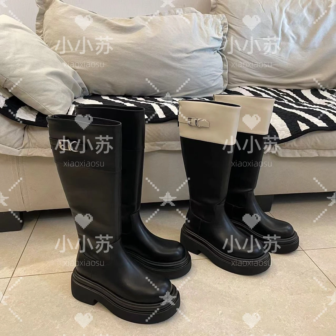小小苏【黑白】新款时尚百搭长筒靴加绒