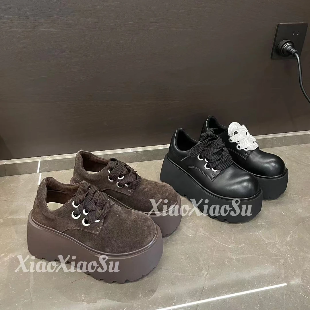 小小苏【菠萝头】潮走秀休闲透气低帮板鞋女百搭圆头乐福鞋厚底