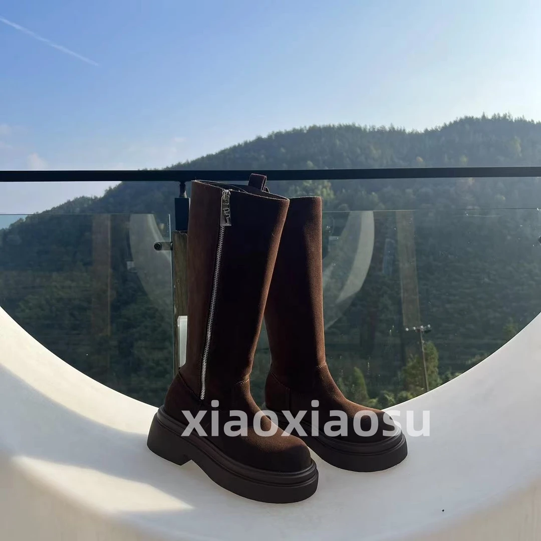 糖糖【5.5公分磨砂】显瘦时尚百搭长筒靴弹力瘦瘦靴XDXA508