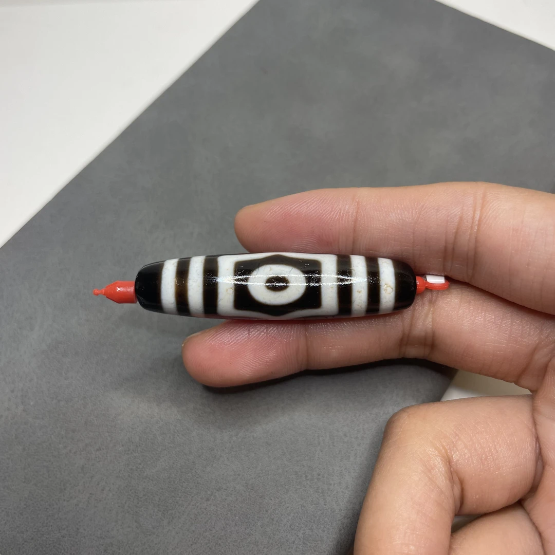 行运家 古法系列 黑白「宝盖三眼」11.8*46.2镶蚀玛瑙台珠 锁骨链