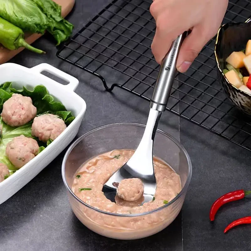 不锈钢肉丸制作器丸子勺肉丸勺 鱼丸勺 挤丸子神器丸子器H